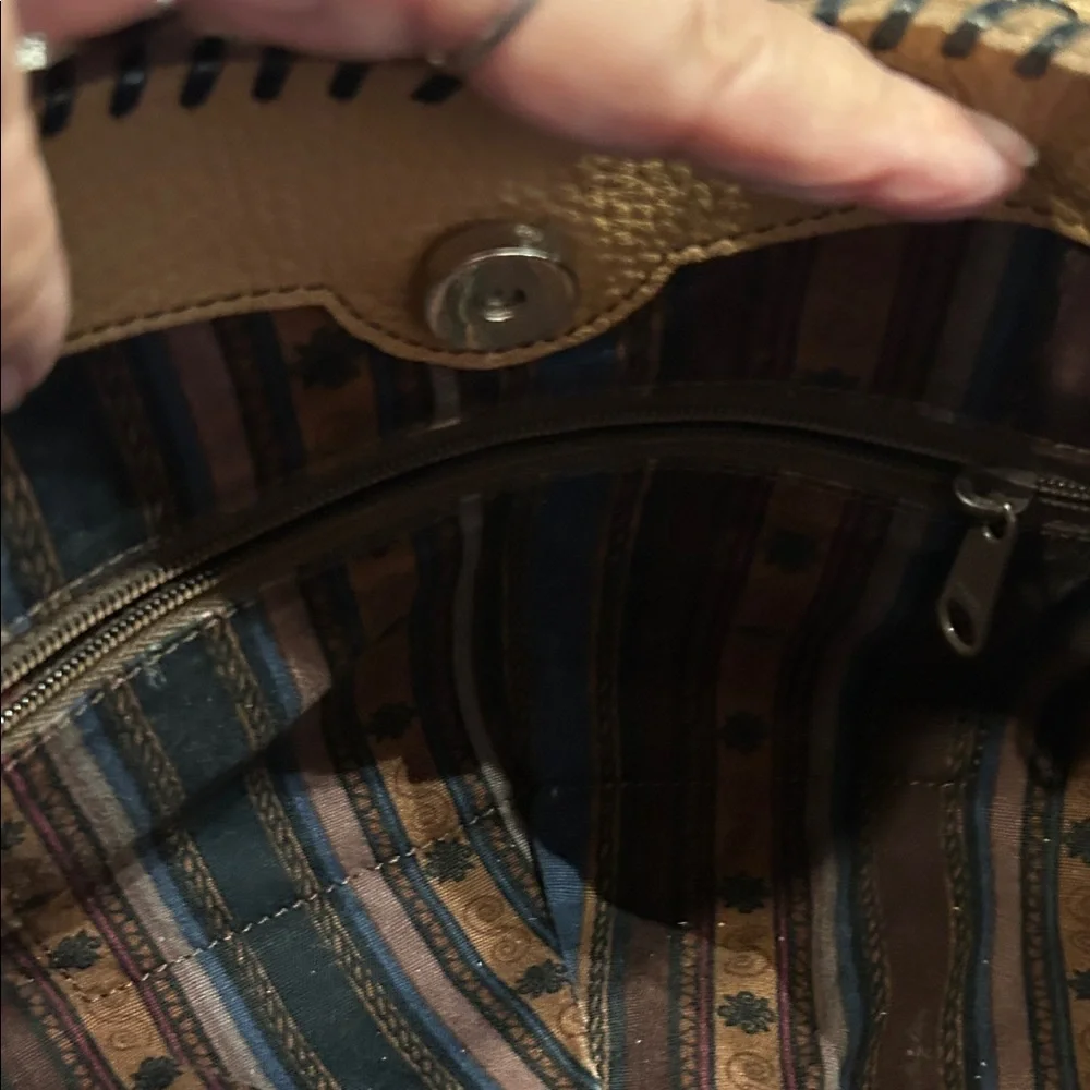 Brighton Tan Leather Shoulder Bag with Heart Charm